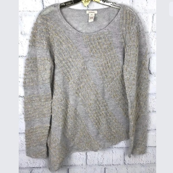 Sundance Sweaters - Sundance Gray Lamb Wool Asymmetrical Hem Sweater M